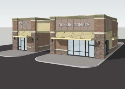 A 3d rendering of a donut shop.