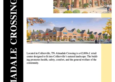 A brochure for a shopping center called almadale crossings.