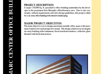 A brochure for a project center center office building.